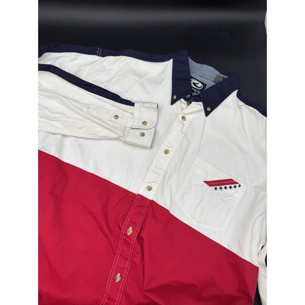 Vtg Roper Rodeo Shirt Men's Patriotic Color‎ Block Size XL